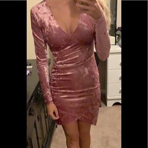 Velvet Long Sleeve Bodycon Dress